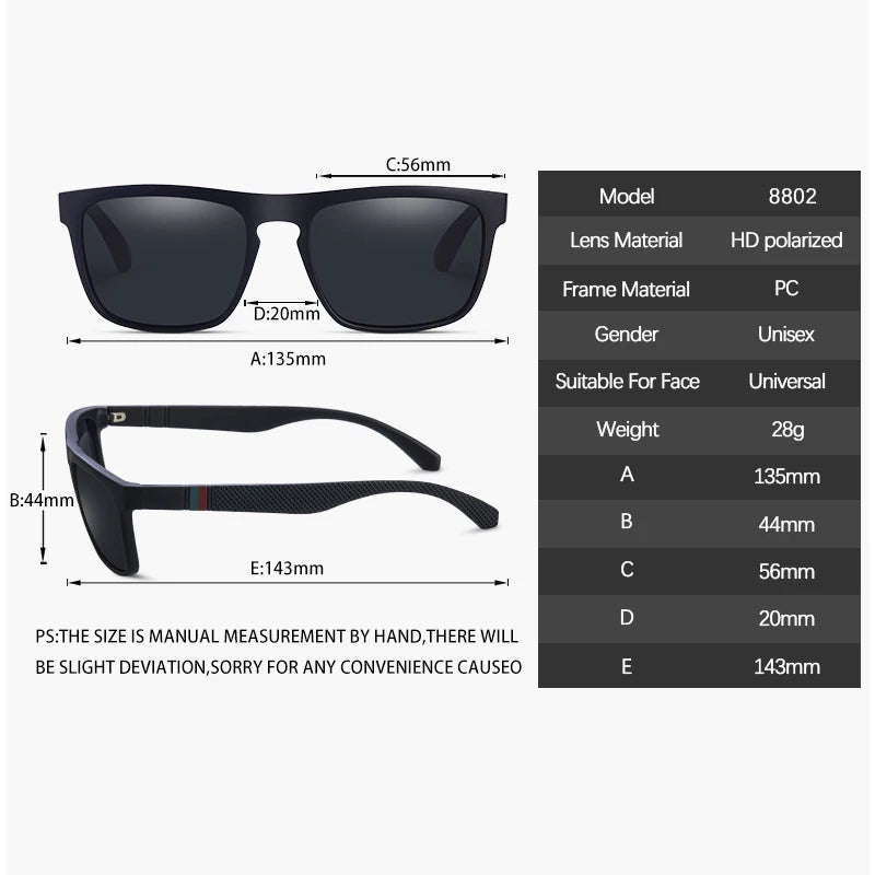 Vintage Polarized Sunglasses for Men & Women – Retro Square UV400 Driving, Fishing & Outdoor Sun Glasses