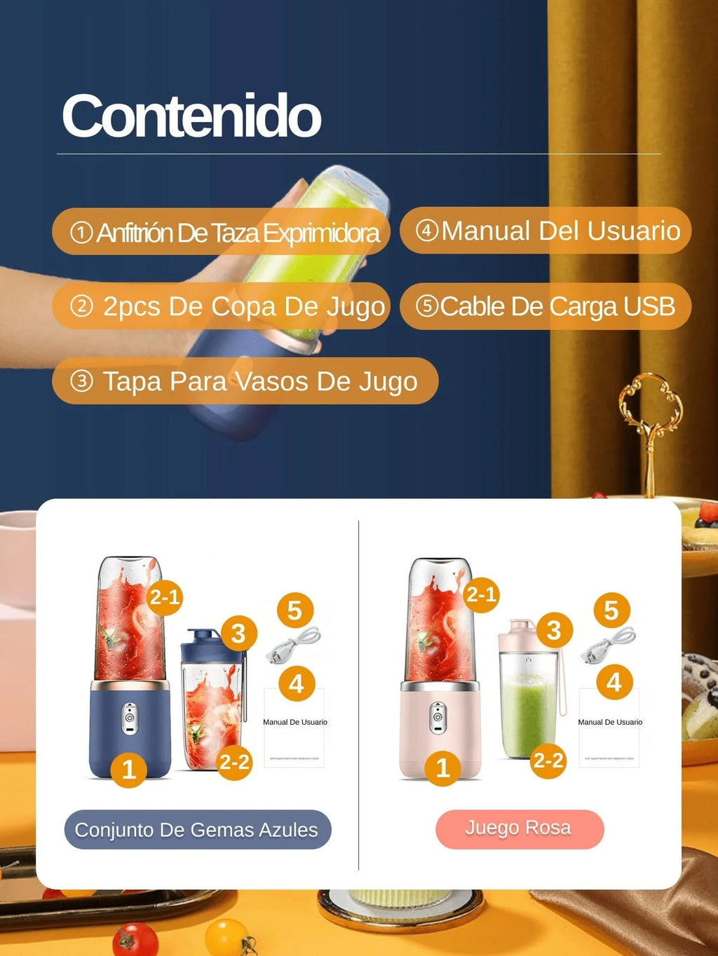 400ml Wireless And Portable Electric Blender, Mini USB Rechargeable Fruit Juice Mixer With 6 Blades And Double Glasses, Multi-Use For Processing Food At Home Or Outdoors, Ideal For Extracting Vegetables, Fruits And Making Smo