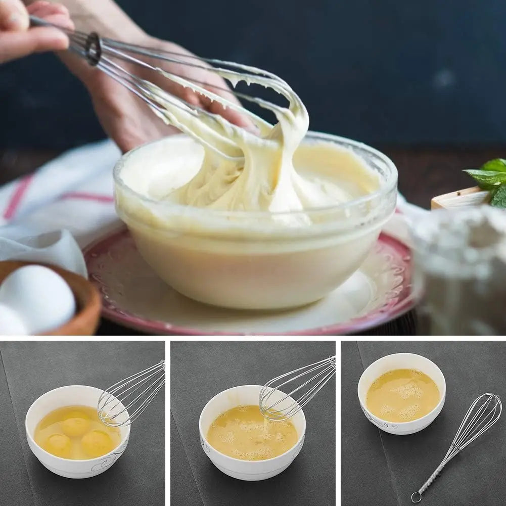 Stainless Steel Whisk Set 3Pcs Hand Mixer Egg Beater Kitchen Baking Tool for Cooking and Baking