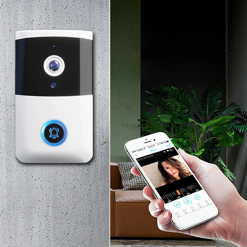 WiFi Wireless Video Doorbell Night Vision Doorbell Camera Two-way Audio Smart Door Bell for Home Security Alarm System