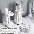 Family Bathroom Essential 2-in-1 Toothbrush Holder - 21.5×8.4×8.4cm with Detachable Mouthwash Cup, Anti-Skid Base
