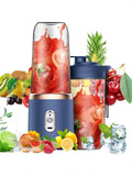 400ml Wireless And Portable Electric Blender, Mini USB Rechargeable Fruit Juice Mixer With 6 Blades And Double Glasses, Multi-Use For Processing Food At Home Or Outdoors, Ideal For Extracting Vegetables, Fruits And Making Smo