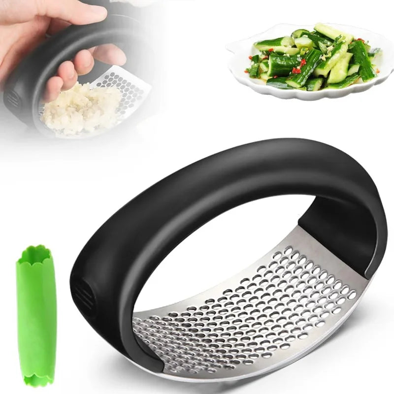 Heavy Duty Stainless Steel Garlic Press & Mincer with Soft Ergonomic Handle – Easy Garlic Crusher for Fresh Minced Garlic & Garlic Paste