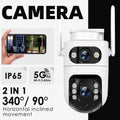 Smart Security Camera with Dual Lens: 2K HD Day & Night Vision, Motion Detection, Two-Way Audio, IP65 Waterproof, Cloud & Local