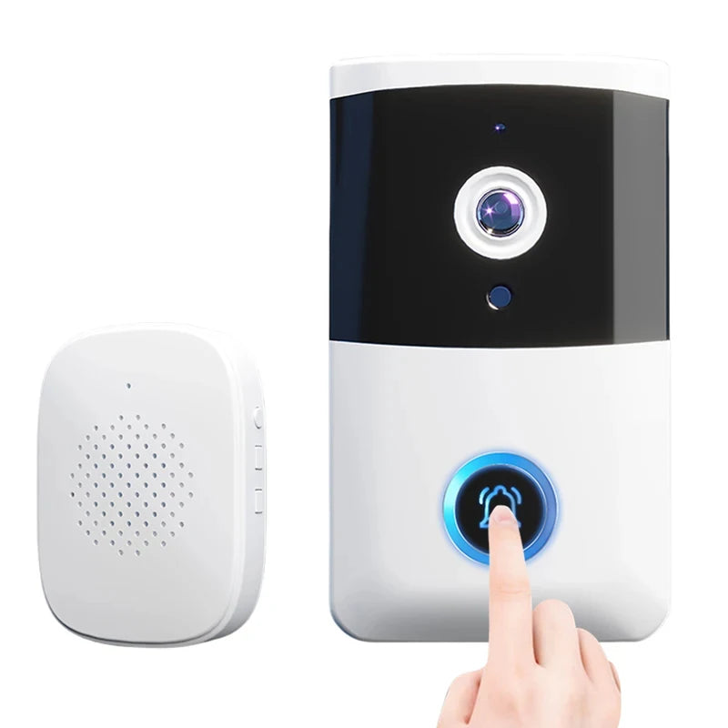 WiFi Wireless Video Doorbell Night Vision Doorbell Camera Two-way Audio Smart Door Bell for Home Security Alarm System