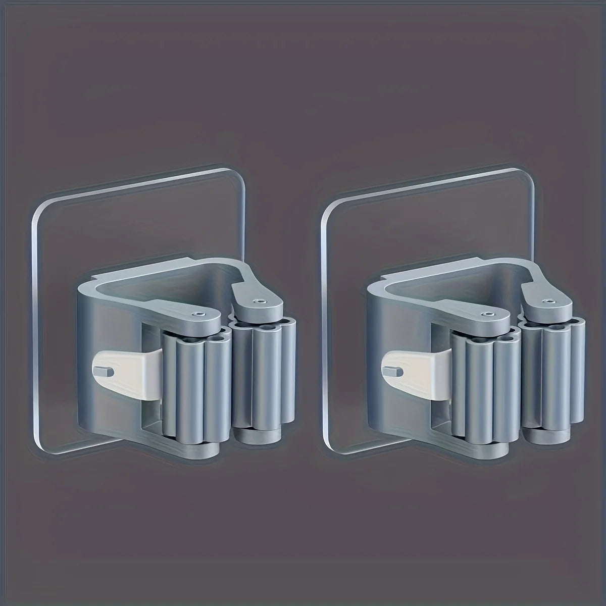 2PCS Mop Storage Rack Bathroom Suction Hanging Bar Traceless Mop Grip Broom Hanger Wall-Mounted Water-Resistant Mop Rack