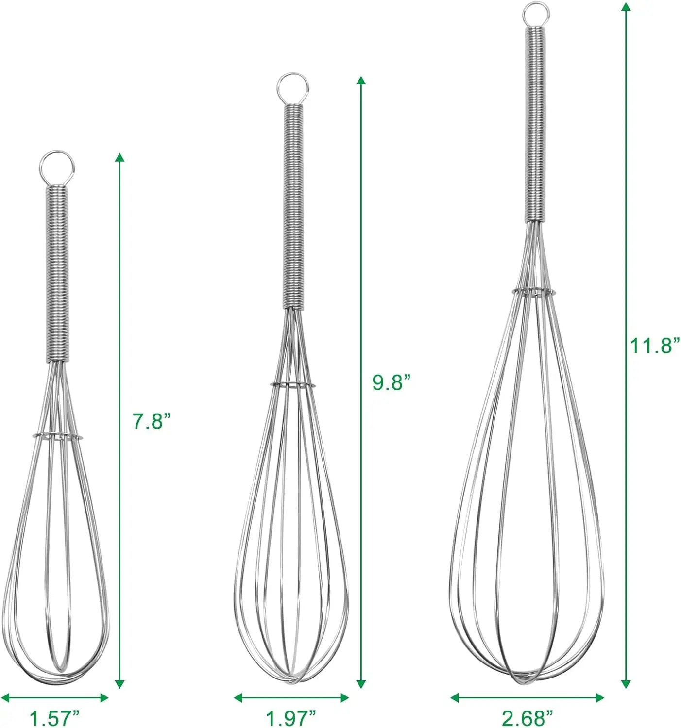 Stainless Steel Whisk Set 3Pcs Hand Mixer Egg Beater Kitchen Baking Tool for Cooking and Baking