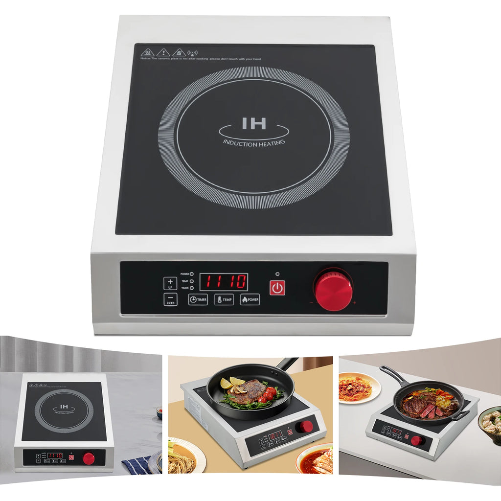 Y14 3500W Stainless Steel Induction Cooktop,110V Black Electric Induction Burner Tabletop 43*35*9cm for Commercial Places