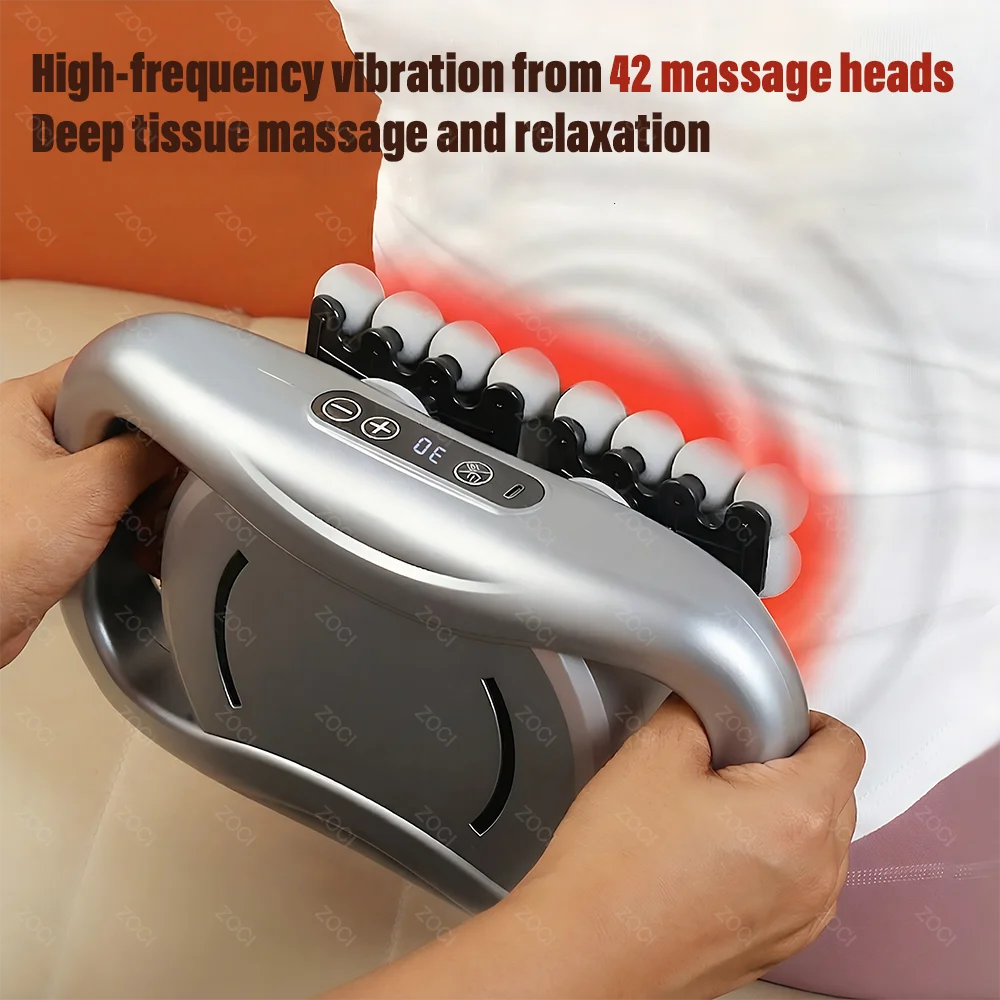 42 Head Massage Gun Professional Muscle Fascia Gun Powerful Vibration Deep Tissue Massager for Shoulder Waist Back Leg Body