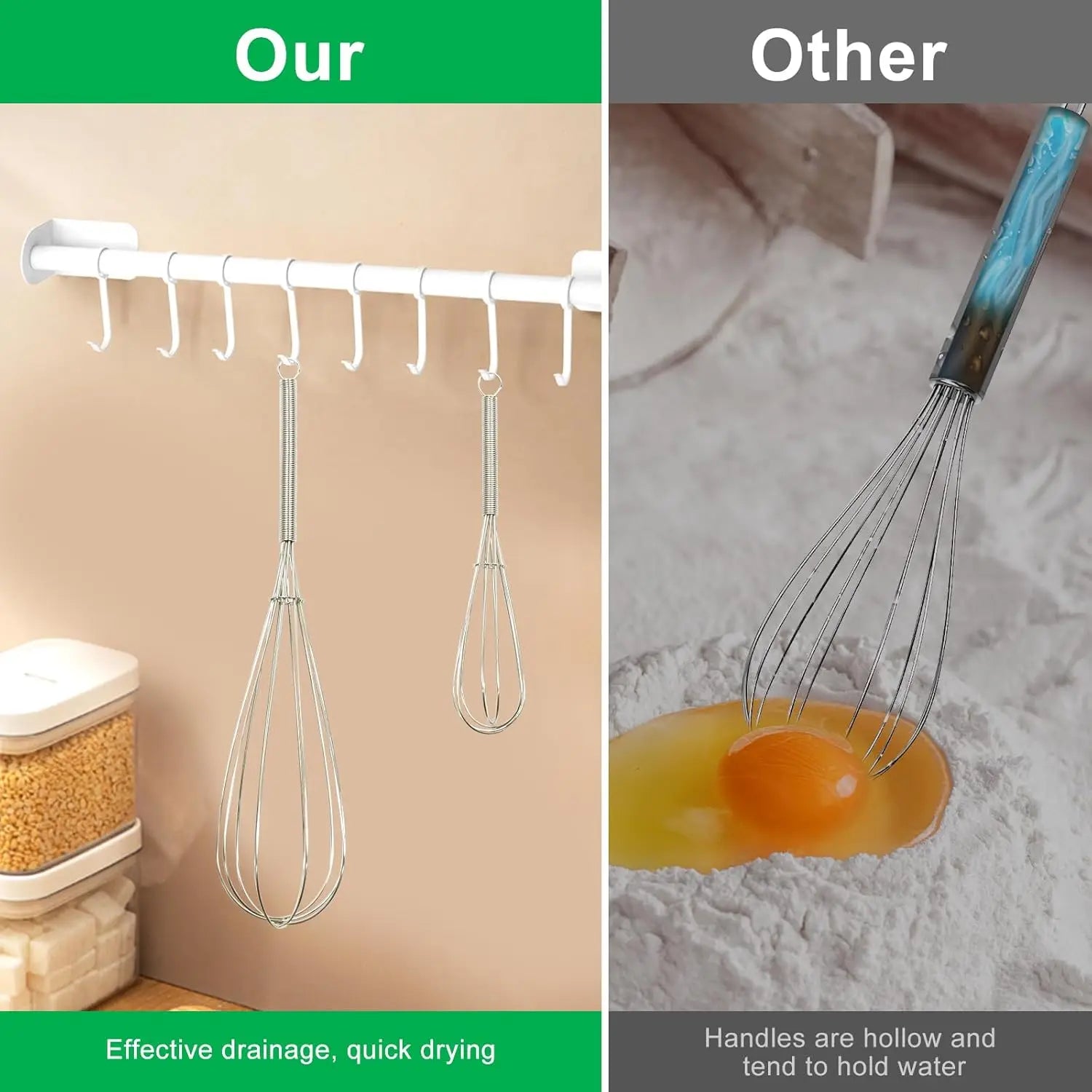 Stainless Steel Whisk Set 3Pcs Hand Mixer Egg Beater Kitchen Baking Tool for Cooking and Baking