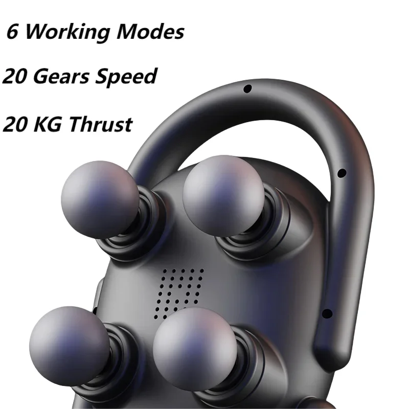 20 Gears 4 Heads 20KGS Thrust Massage Gun 14mm Massage Depth Muscle Electric Masajeador High Frequency Home Appliance Fascia Gun