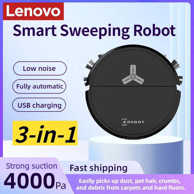 3-in-1 Smart Robot Vacuum Cleaner – 4000Pa Powerful Suction Sweeping, Vacuuming & Mopping Robot for Carpets and Hard Floors