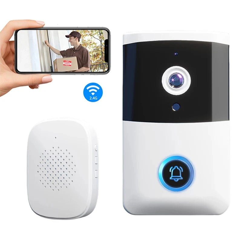 WiFi Wireless Video Doorbell Night Vision Doorbell Camera Two-way Audio Smart Door Bell for Home Security Alarm System