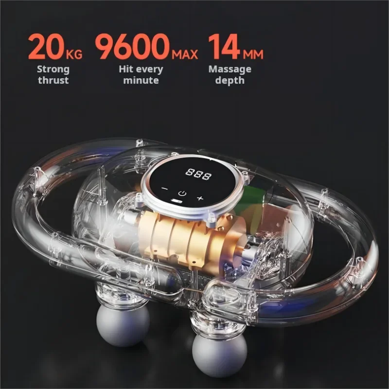 20 Gears 4 Heads 20KGS Thrust Massage Gun 14mm Massage Depth Muscle Electric Masajeador High Frequency Home Appliance Fascia Gun